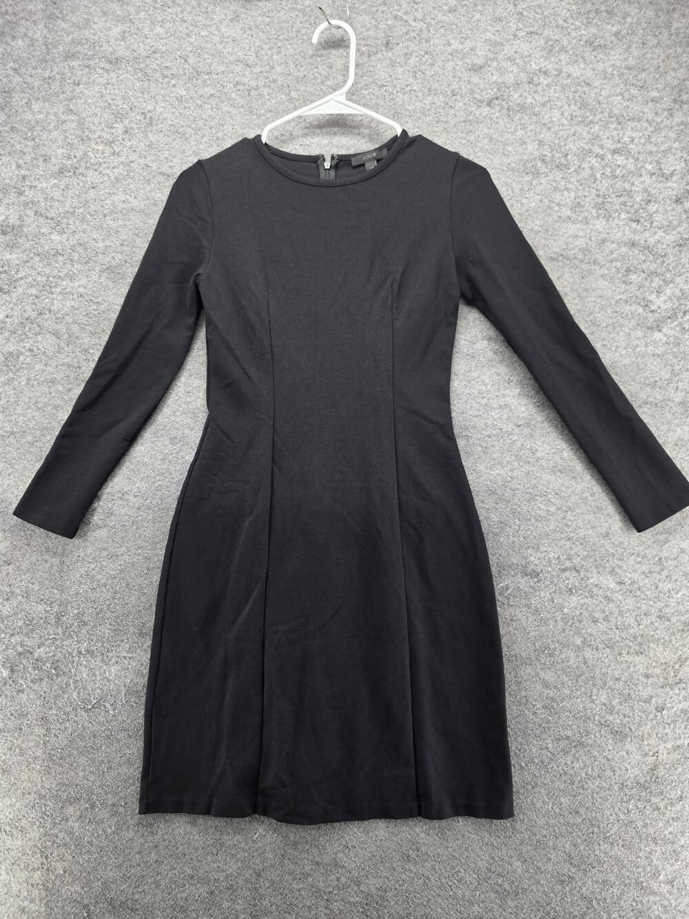 J.CREW Dress Womens XXS Black Fit & Flare Knee Length Crew Neck Zip Stretch
